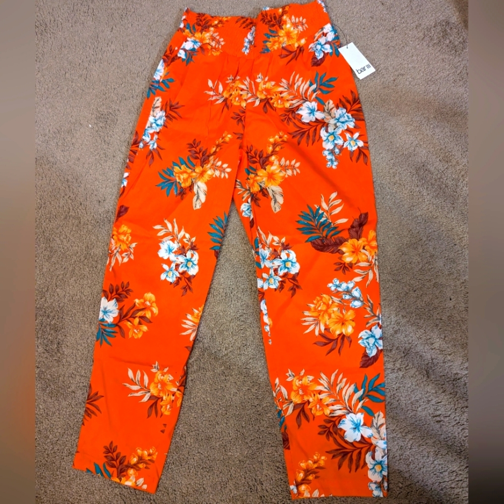 NWT Bar III Medium Floral Cotton Pant Desert Mood